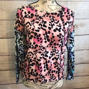 Central Park West Leopard Sweater Crewneck Colorful NWT Ribbed